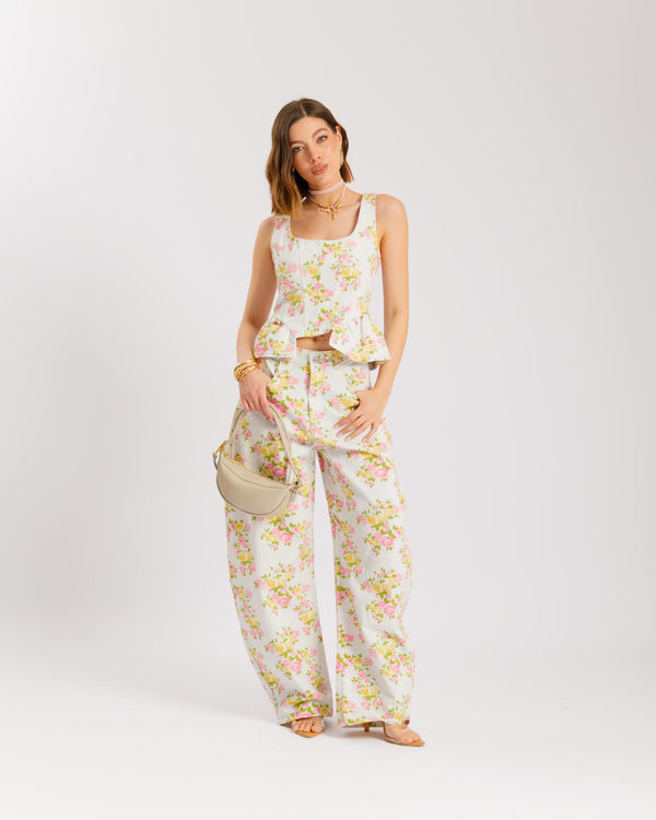 Coord-set denim flower AZZURRO - EC13897