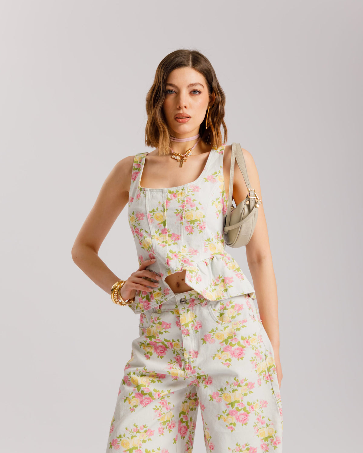 Coord-set denim flower AZZURRO - EC13897