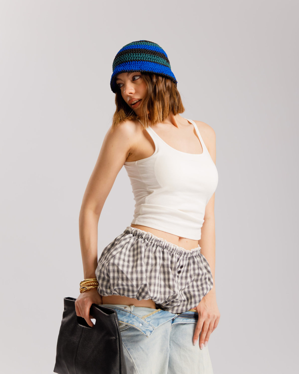 Shorts culotte a quadretti - PJ15252