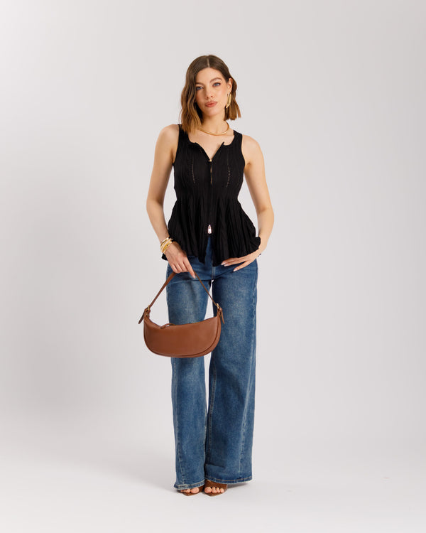 Top increspato con zip - PL11137