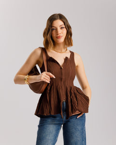 Top increspato con zip - PL11137