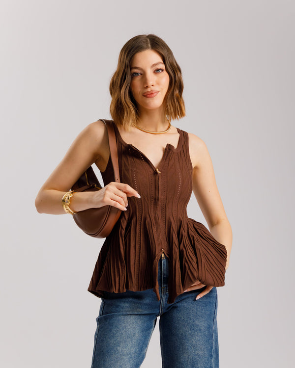 Top increspato con zip - PL11137