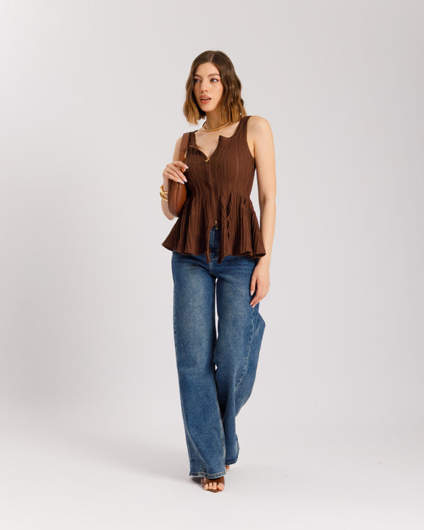 Top increspato con zip - PL11137