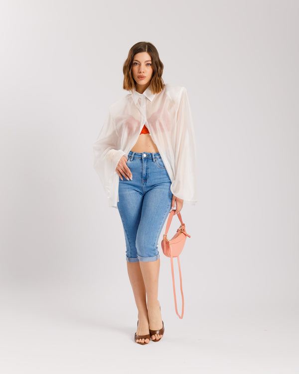 Jeans capri con piega - 7706