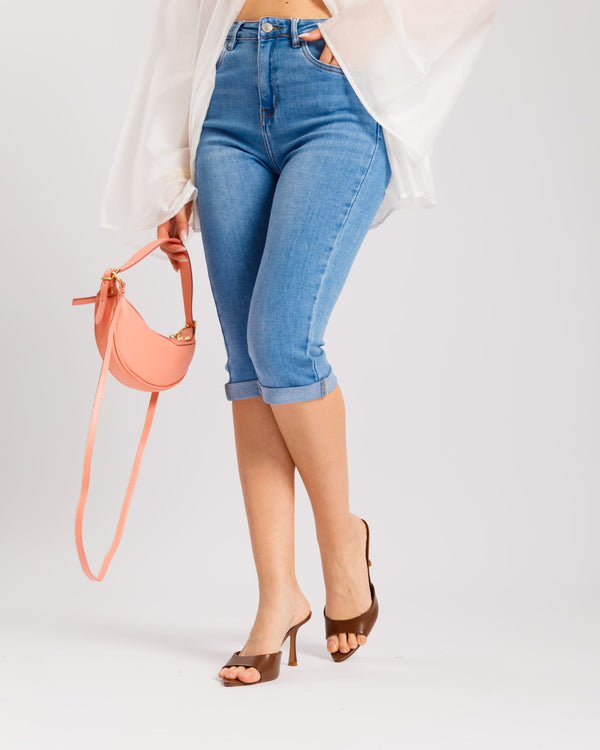 Jeans capri con piega - 7706