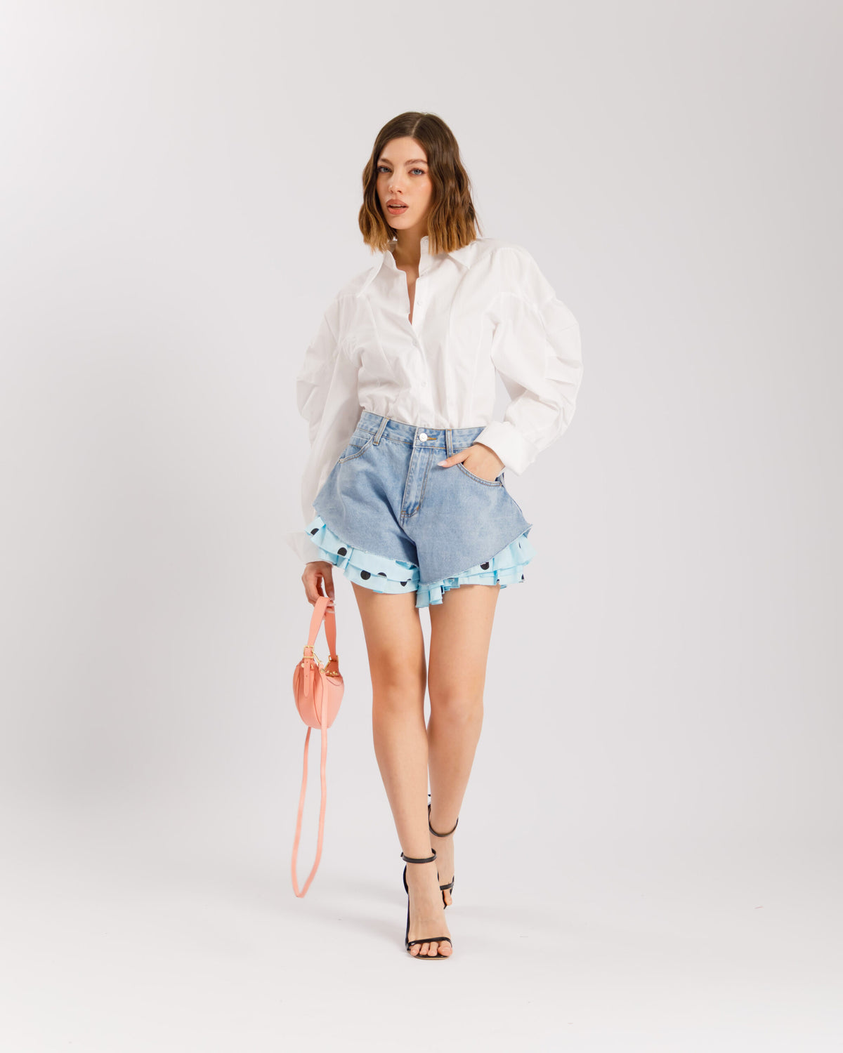Shorts a campana con pois DENIM - PJ15062