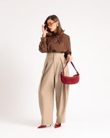 Pantalon à pinces à rayures tennis TAUPE - U3162
