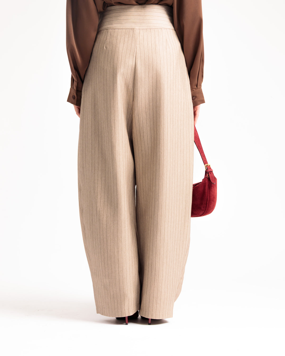 Pantalon à pinces à rayures tennis TAUPE - U3162