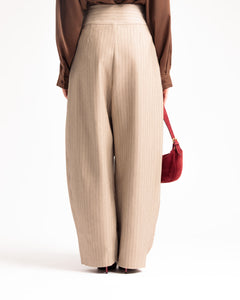 Pantalon à pinces à rayures tennis TAUPE - U3162