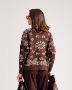 Cardigan zip bandana MARRONE - AT9637