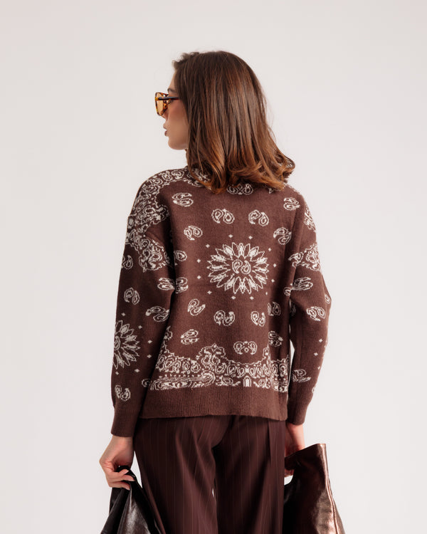 Cardigan zippé bandana MARRON - AT9637