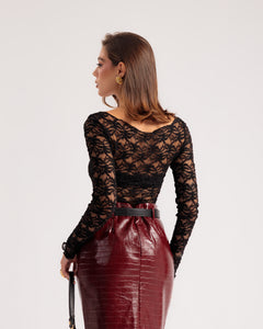 Maglia in pizzo NERA - H17013