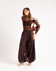 Pull en dentelle MARRON - H17013