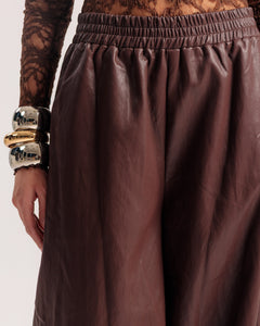 Pantalon ballon en similicuir MARRON - U70623