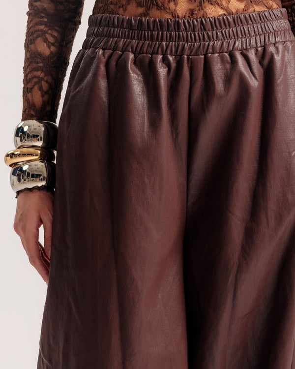 Pantalon ballon en similicuir MARRON - U70623