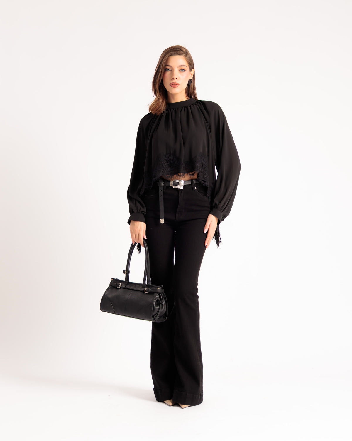 Camicia con colletto e pizzo - H16690