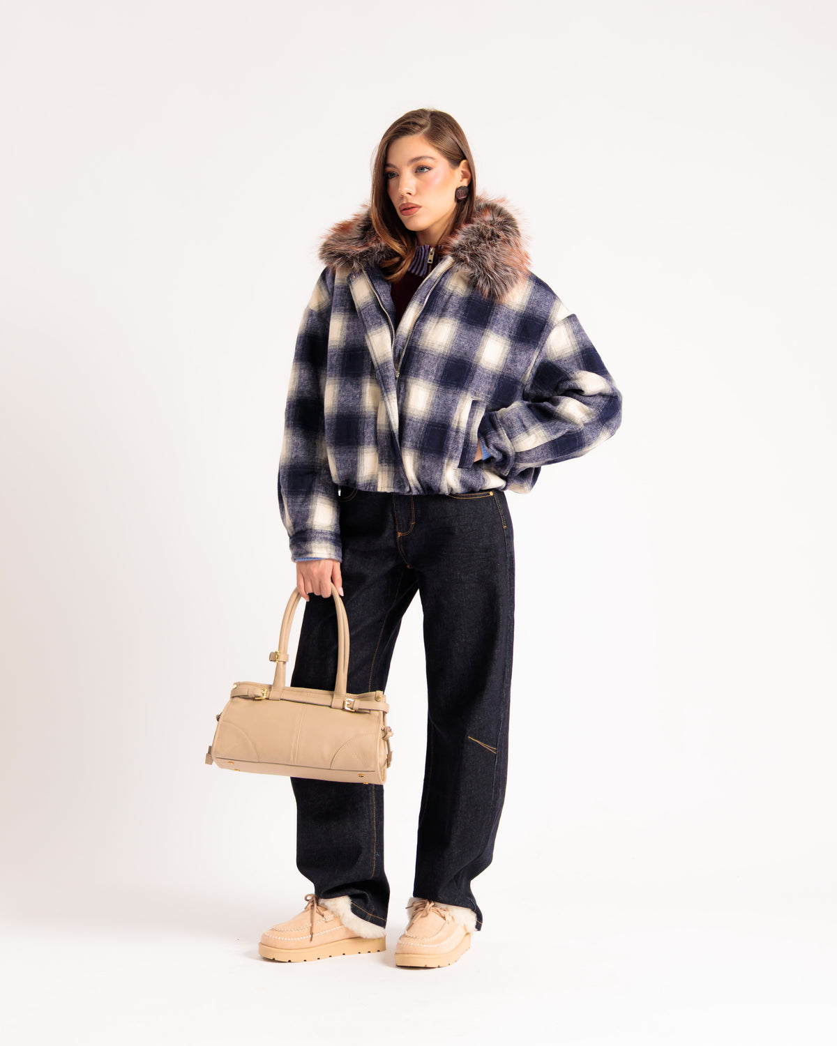 Bomber a quadri BLU - U90602