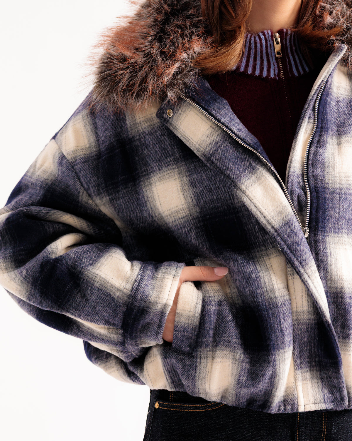 Bomber a quadri BLU - U90602
