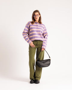 Pull polo oversize à rayures - H12912