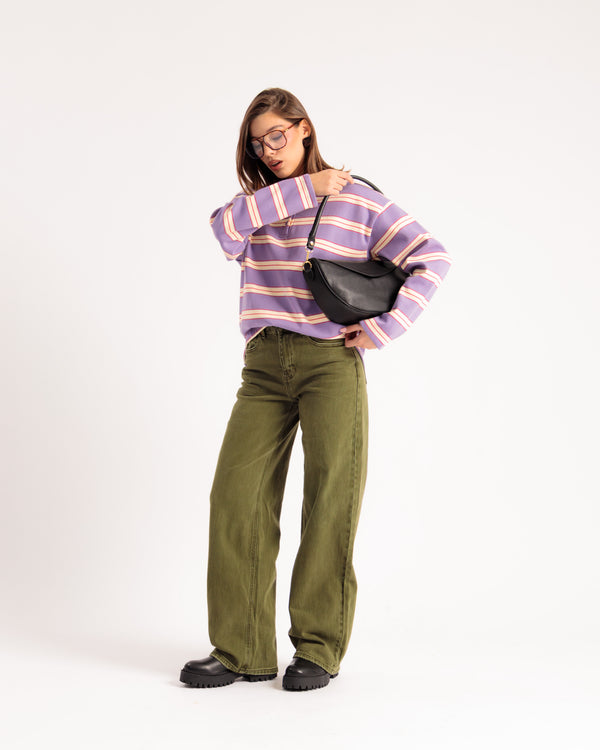 Jean wide leg VERT MILITAIRE - H5800-8