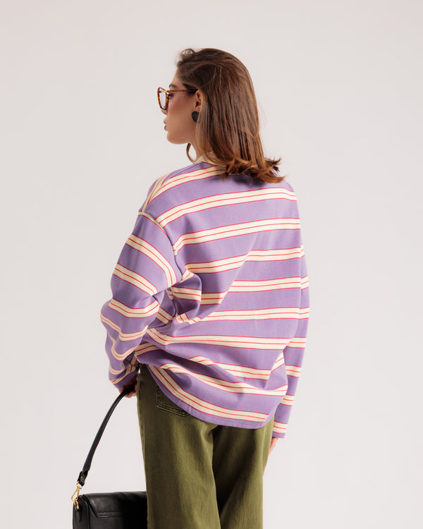 Pull polo oversize à rayures - H12912