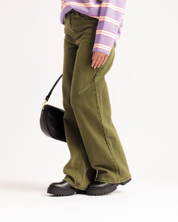 Jean wide leg VERT MILITAIRE - H5800-8