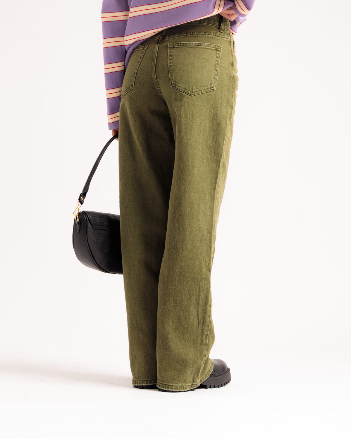 Jeans wide leg VERDE MILITARE - H5800-8