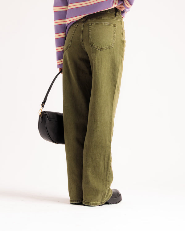 Jean wide leg VERT MILITAIRE - H5800-8