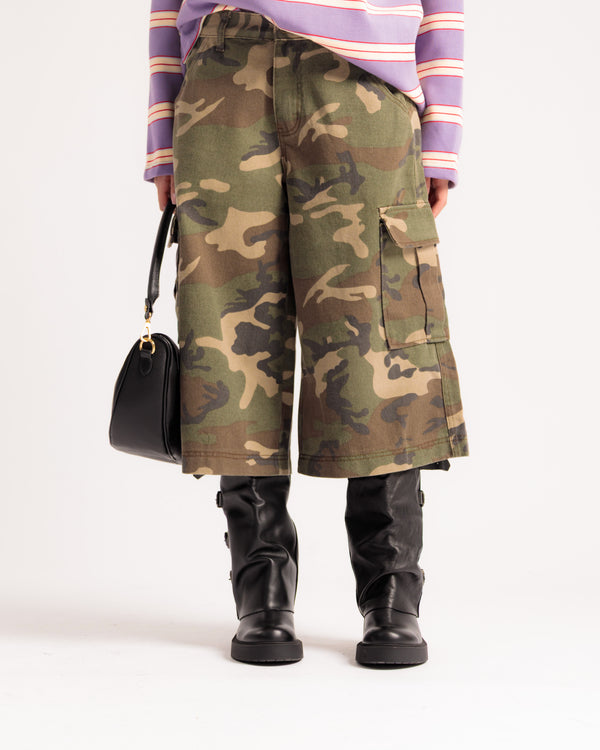 Bermuda en jean style militaire - P16898
