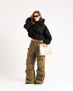 Jeans cargo tasconi VERDE MILITARE - P16722