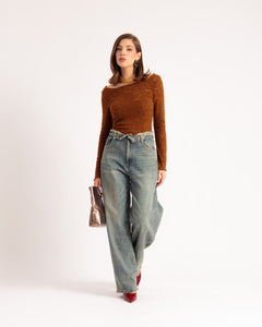 Jeans barrel sabbiato - 9728