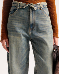 Jeans barrel sabbiato - 9728