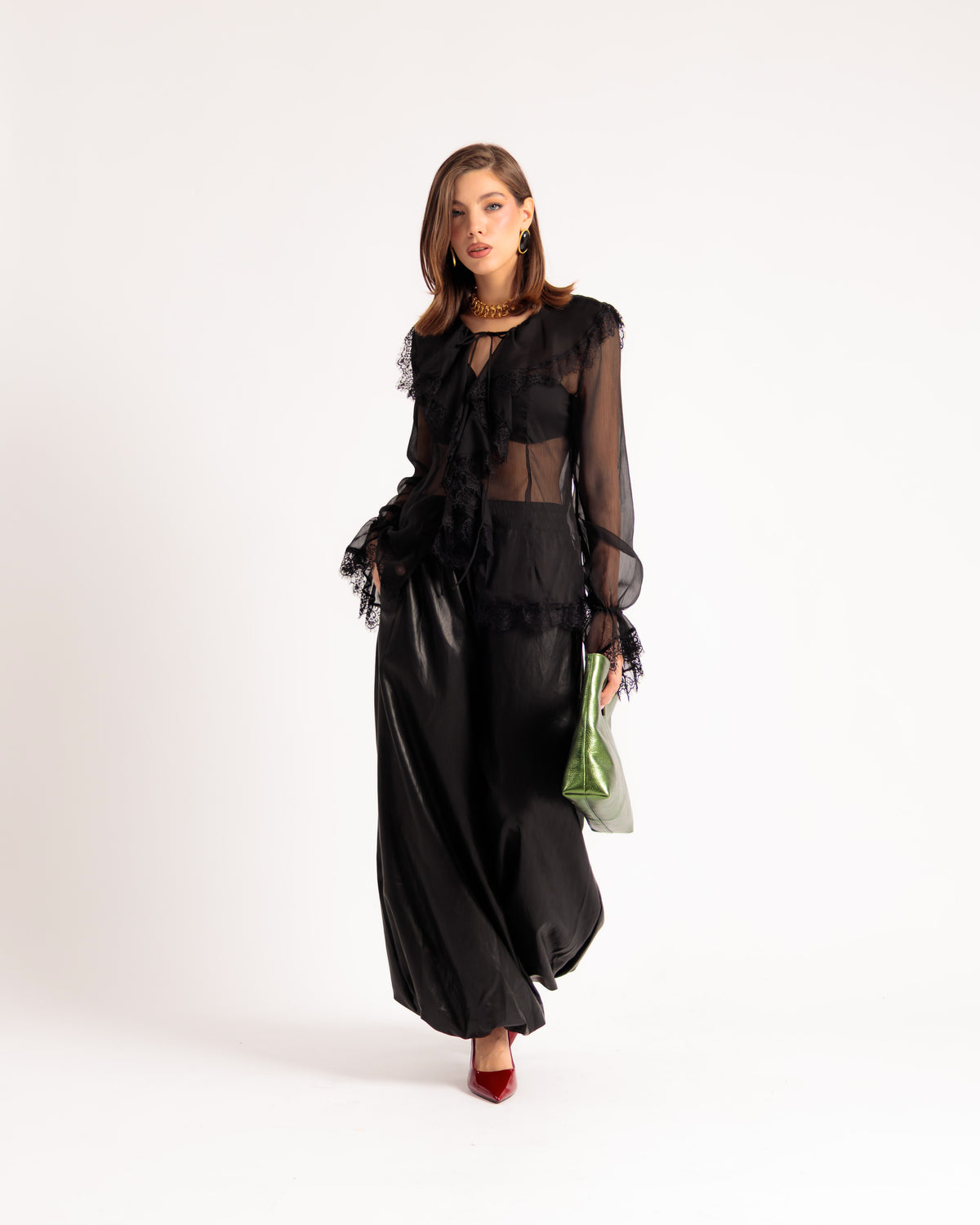 Chemise transparente décolletée NOIRE - U70650