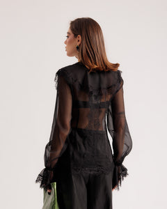 Chemise transparente décolletée NOIRE - U70650