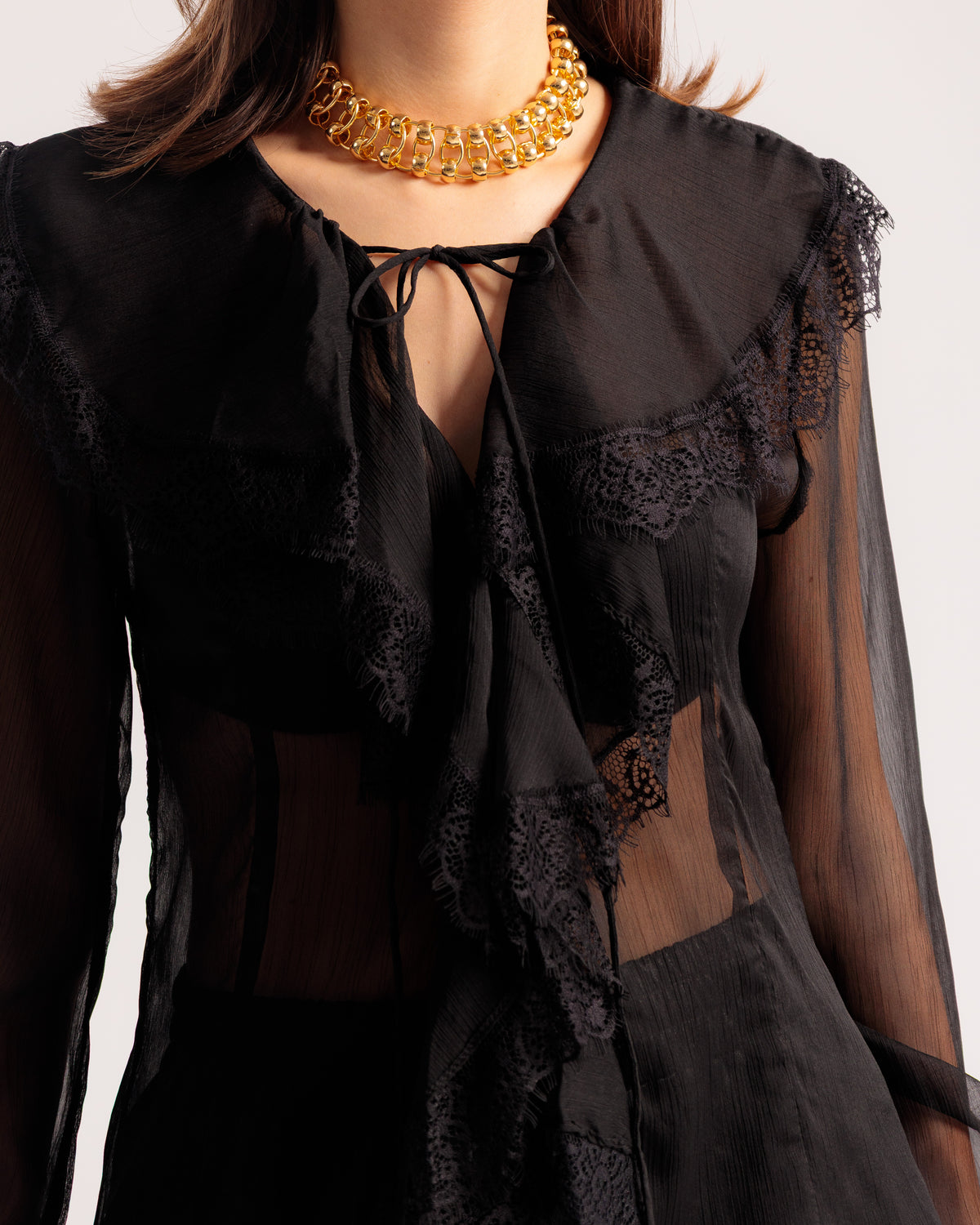 Chemise transparente décolletée NOIRE - U70650