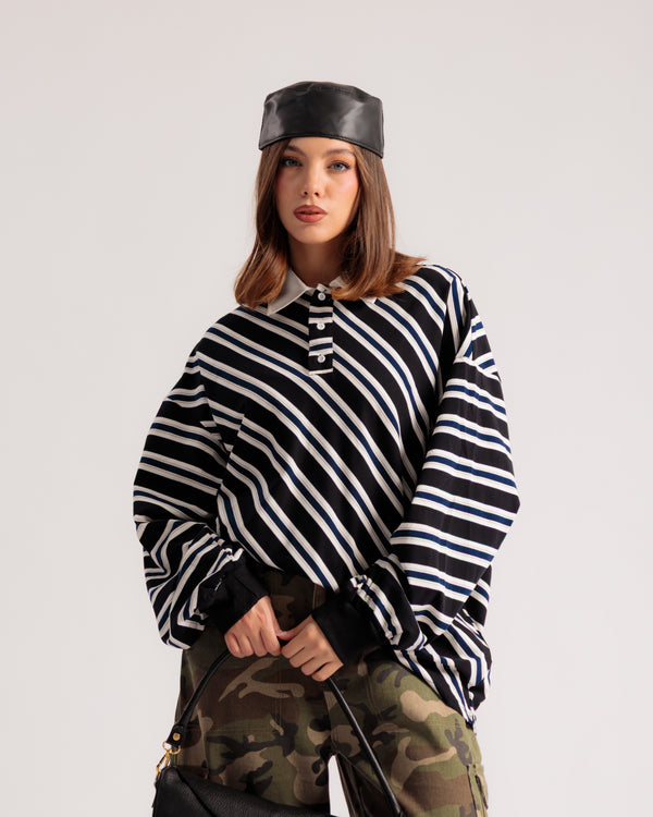 Pull polo à rayures - H13093