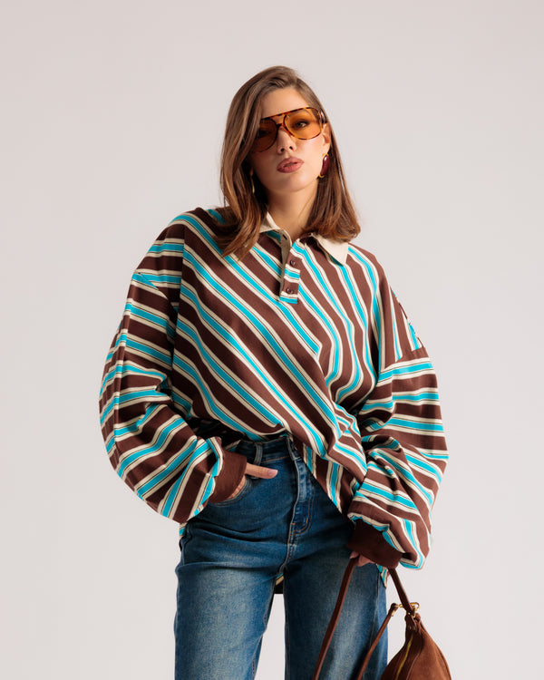 Pull polo à rayures - H13093