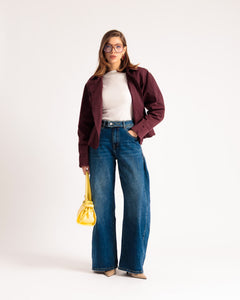 Jeans barrel cintura denim - 9676