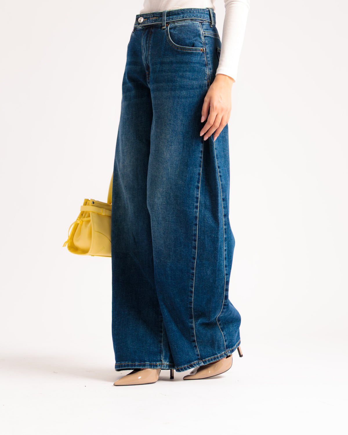 Jeans barrel cintura denim - 9676