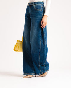 Jeans barrel cintura denim - 9676
