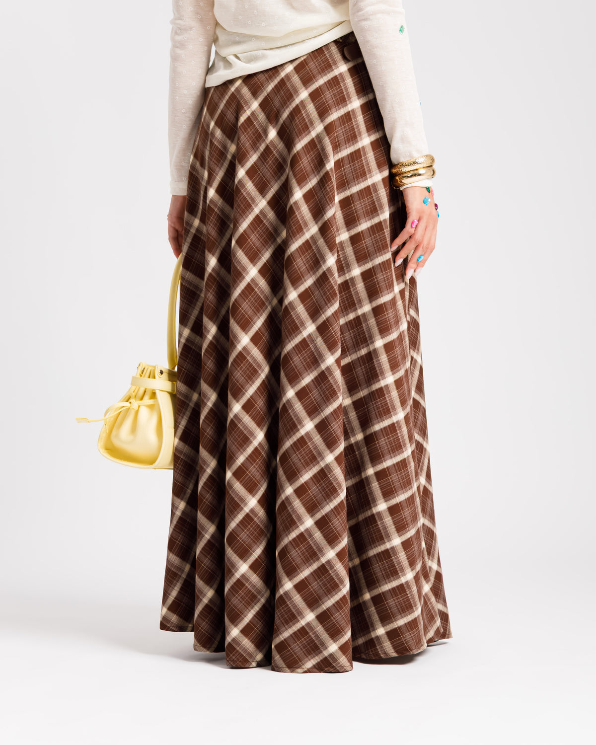 Gonna lunga tartan MARRONE - 1156