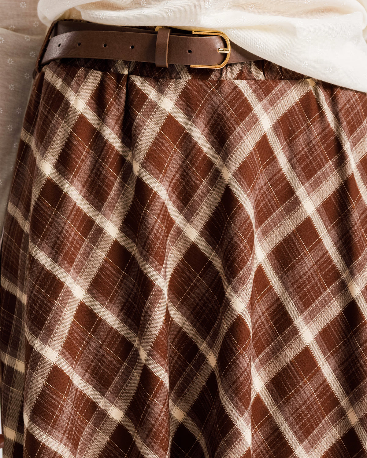 Gonna lunga tartan MARRONE - 1156