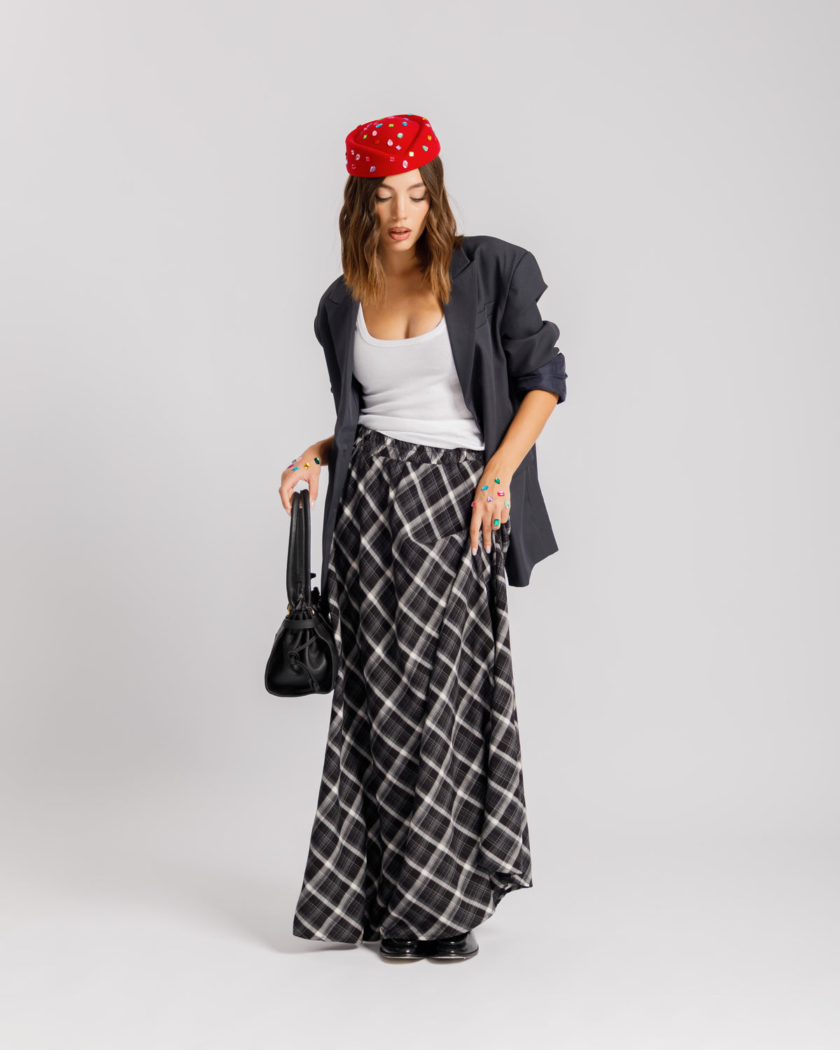 Gonna lunga tartan NERA - 1156