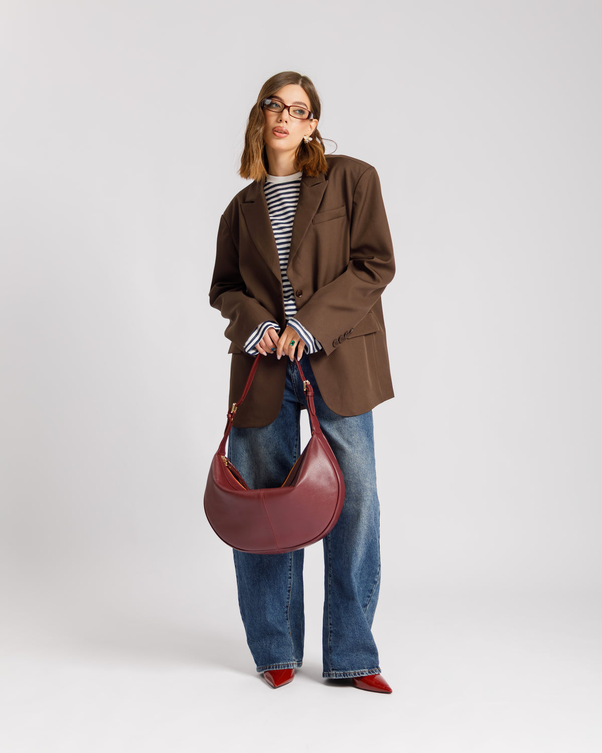 Blazer con spallina MARRONE - 3151-3
