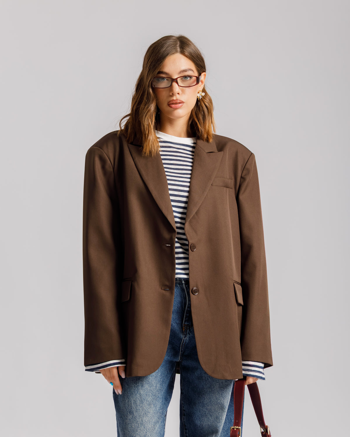 Blazer con spallina MARRONE - 3151-3