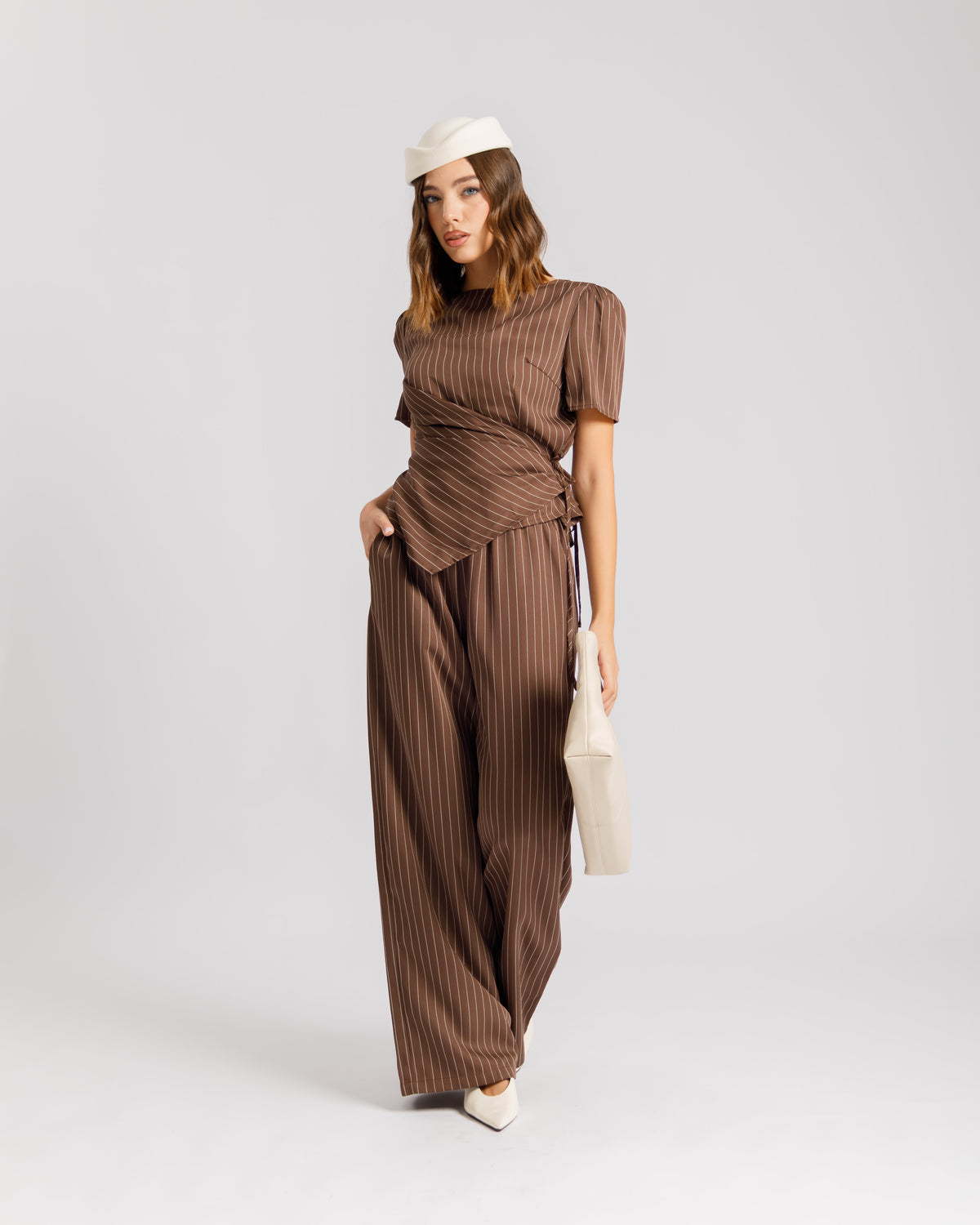 Coord-set gessato MARRONE - 9702