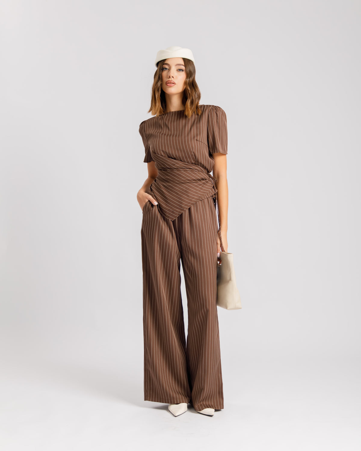 Coord-set gessato MARRONE - 9702