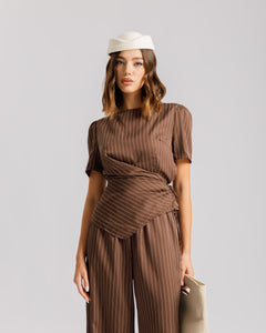 Coord-set gessato MARRONE - 9702