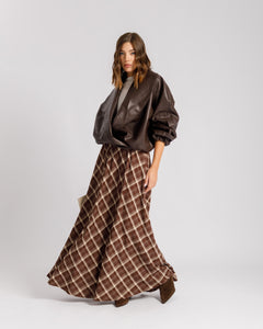 Bomber finta pelle con incrocio MARRONE - PU13936