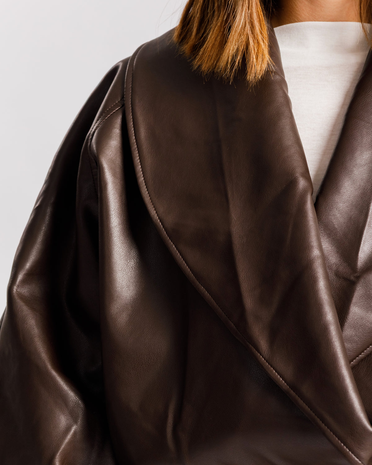Bomber finta pelle con incrocio MARRONE - PU13936
